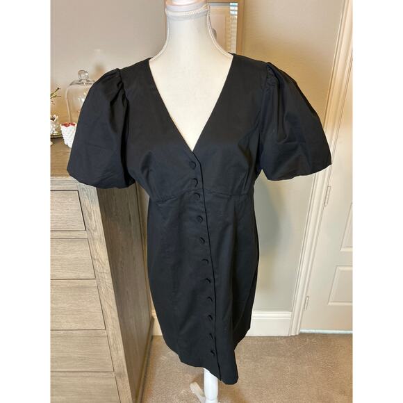 J. Crew | (NWT) Black Button Front Ballon Sleeve Sheath Dress | 14 - Picture 4 of 15